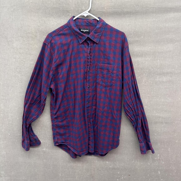 Bonobos Shirt Mens XL Red Blue Plaid Stretch Slim Fit Long Sleeve Casual Button - Picture 2 of 10